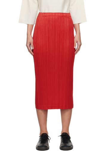 PLEATS PLEASE ISSEY MIYAKE Red Thicker Bottoms 1 Midi Skirt