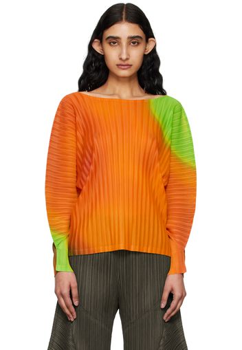 PLEATS PLEASE ISSEY MIYAKE Orange Melty Rib Blouse