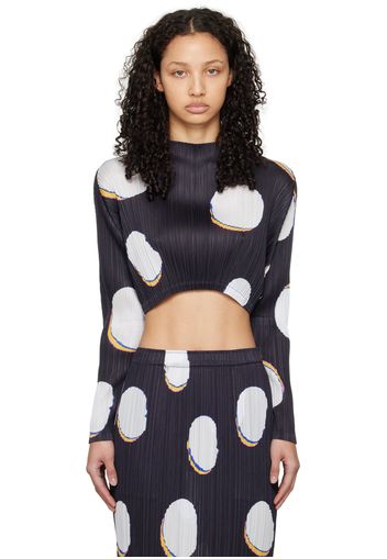 PLEATS PLEASE ISSEY MIYAKE Navy & White Bean Dots Turtleneck