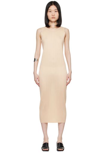 PLEATS PLEASE ISSEY MIYAKE Beige New Colorful Basics 3 Midi Dress