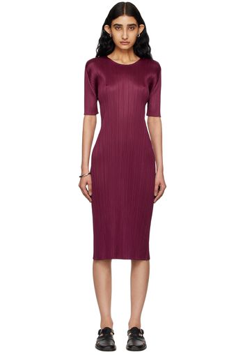 PLEATS PLEASE ISSEY MIYAKE Burgundy Monthly Colors May Midi Dress