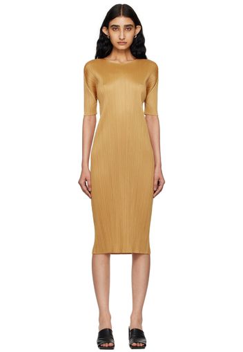 PLEATS PLEASE ISSEY MIYAKE Yellow Monthly Colors May Midi Dress