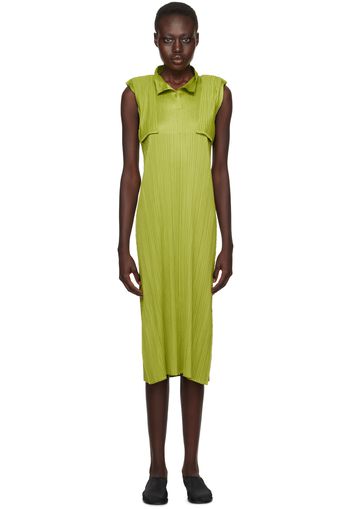 PLEATS PLEASE ISSEY MIYAKE Green Monthly Colors August Midi Dress