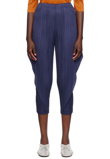 PLEATS PLEASE ISSEY MIYAKE Navy Thicker Bottoms 1 Trousers