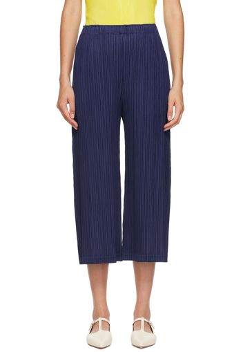 PLEATS PLEASE ISSEY MIYAKE Navy Thicker Bottoms 1 Trousers