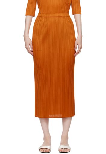 PLEATS PLEASE ISSEY MIYAKE Orange Monthly Colors April Midi Skirt