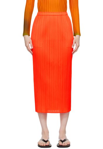 PLEATS PLEASE ISSEY MIYAKE Red Monthly Colors April Midi Skirt