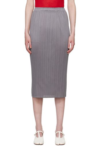 PLEATS PLEASE ISSEY MIYAKE Gray Basics Midi Skirt