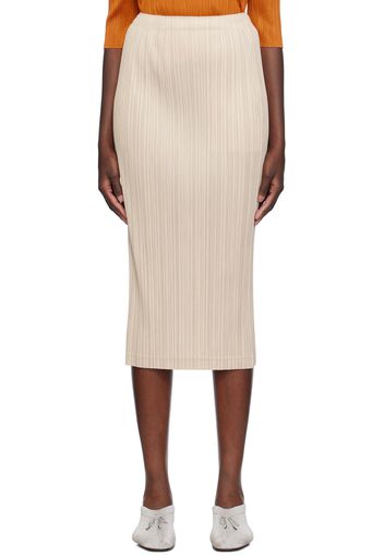 PLEATS PLEASE ISSEY MIYAKE Beige Thicker Bottoms 1 Midi Skirt