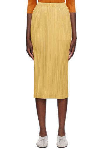 PLEATS PLEASE ISSEY MIYAKE Yellow Thicker Bottoms 1 Midi Skirt