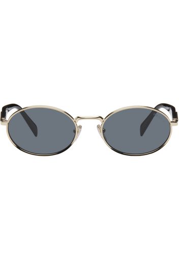 Prada Eyewear Gold & Black Oval Sunglasses