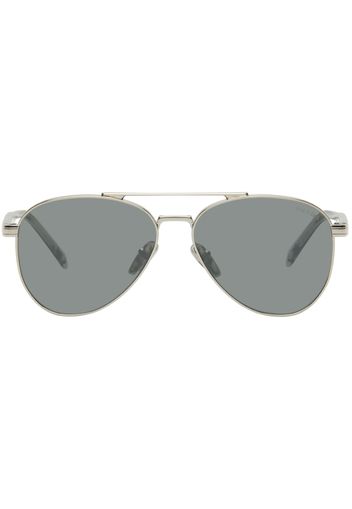 Prada Eyewear Silver Iconic Metal Plaque Sunglasses