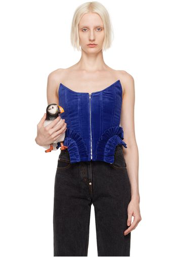 Pushbutton Blue Frill Hem Corset