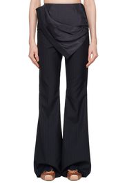 Pushbutton Navy Waist Flipped Trousers