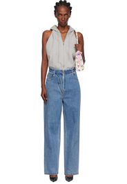 Pushbutton Gray & Blue Halter Hoodie Denim Jumpsuit