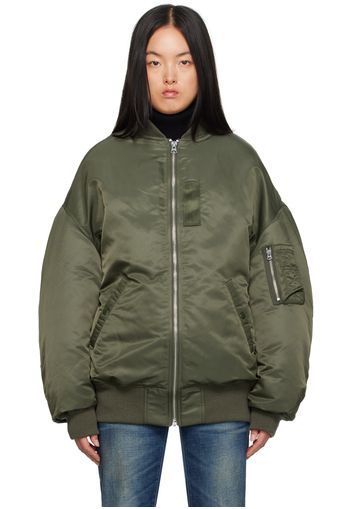 R13 Green Zip Out Down Bomber Jacket