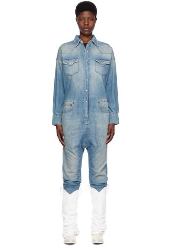 R13 Blue Cowboy Drop Denim Jumpsuit