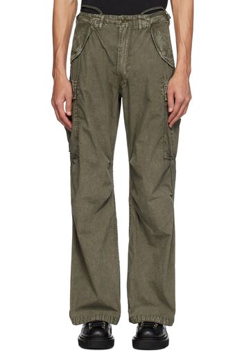 R13 Khaki Wide-Leg Cargo Pants