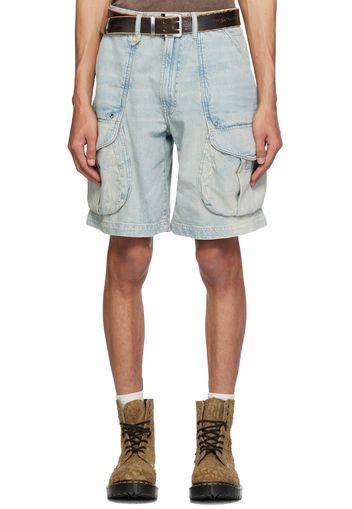 R13 Blue Pocket Denim Shorts