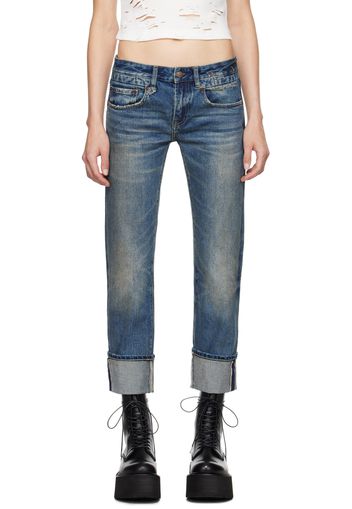 R13 Blue Cuffed Boy Straight Jeans