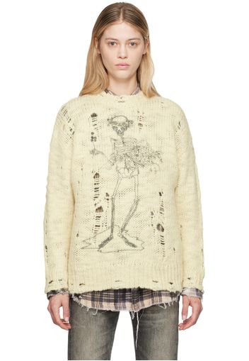 R13 Off-White Distressed Sweater