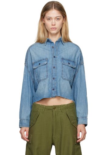 R13 Blue Cropped Denim Shirt