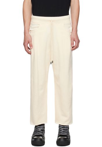 R13 Off-White Cropped Pleated Sweatpants