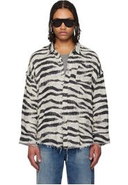 R13 Black & White Shredded Seam Drop Neck Shirt