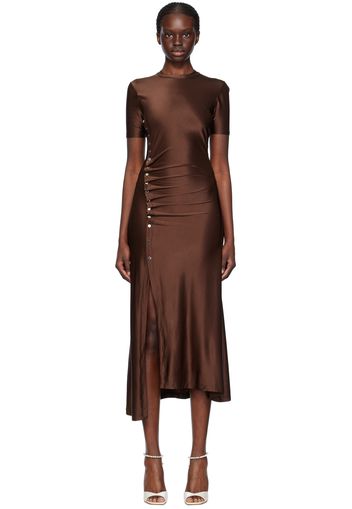 Rabanne Brown Draped Midi Dress