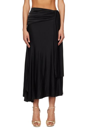 Rabanne Black Ruched Maxi Skirt