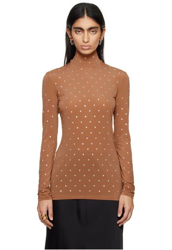 Rabanne Brown Crystal Turtleneck