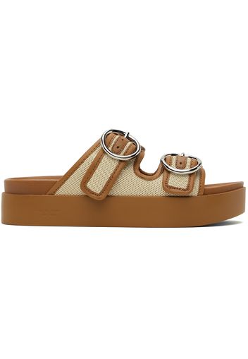 rag & bone Off-White & Tan Geo Buckle Platform Slides