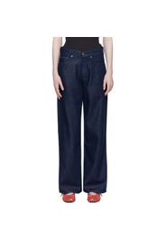 rag & bone Navy Logan Wide-Leg Jeans