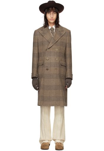 Ralph Lauren Purple Label Brown Plaid Coat