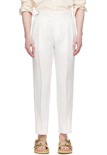 Ralph Lauren Purple Label Off-White Pleated Trousers