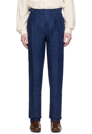 Ralph Lauren Purple Label Navy Pleated Trousers