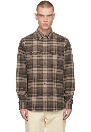 Ralph Lauren Purple Label Brown Plaid Shirt