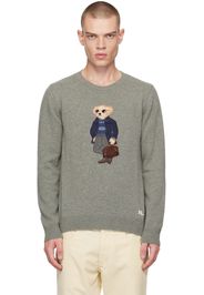 Ralph Lauren Purple Label Gray Polo Bear Sweater