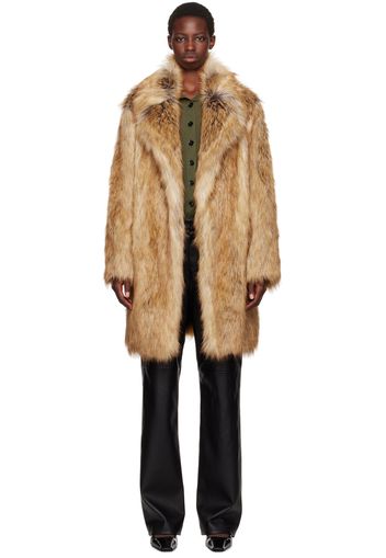 Recto Beige 70s Orchid Faux-Fur Coat