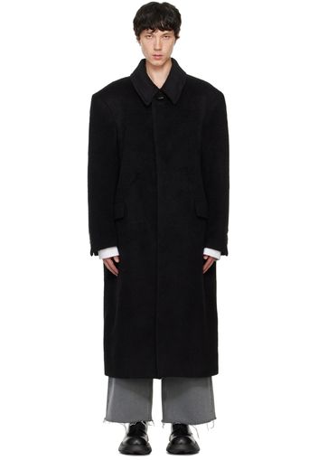 Recto Black Balmacaan Coat