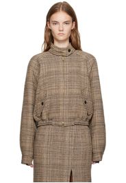 Recto Beige Check Harrington Bomber Jacket