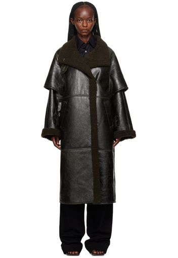 REMAIN Birger Christensen Brown Paneled Shearling Coat