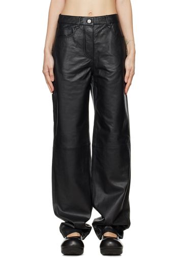 REMAIN Birger Christensen Black Charlene Leather Trousers