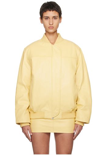 REMAIN Birger Christensen Yellow Insulated Leather Bomber Jacket