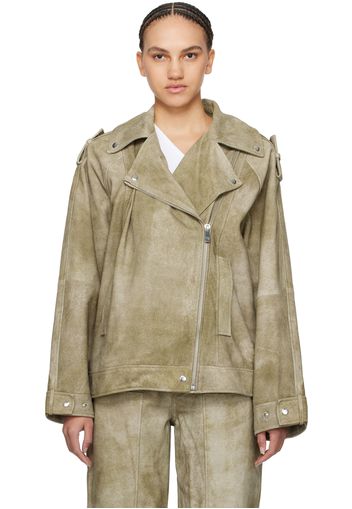 REMAIN Birger Christensen Taupe Faded Leather Jacket