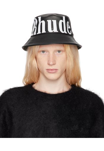 Rhude Black Logo Leather Bucket Hat