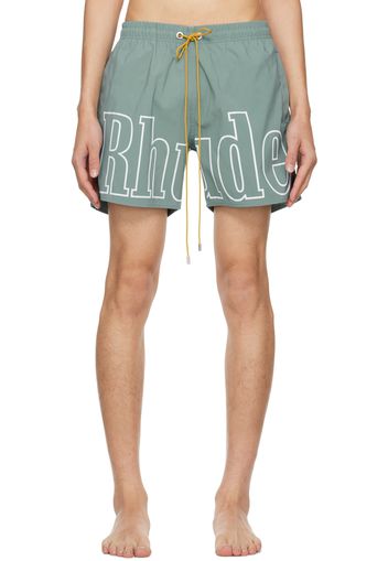 Rhude Green Printed Swim Shorts