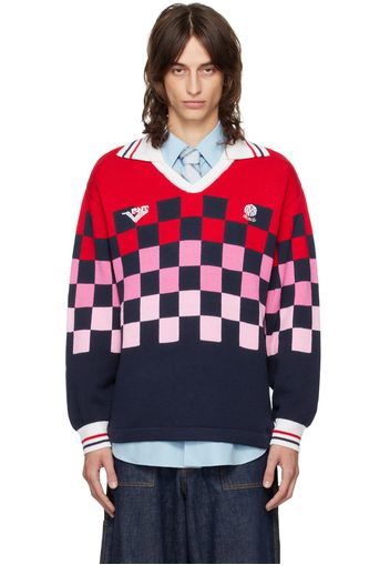 RICE NINE TEN Multicolor Checkrd Soccer Jersey Sweater