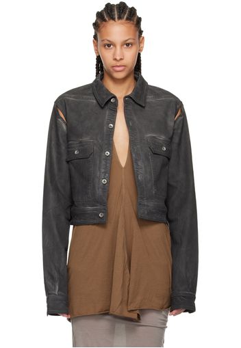 Rick Owens DRKSHDW Gray Cape Sleeve Cropped Denim Jacket