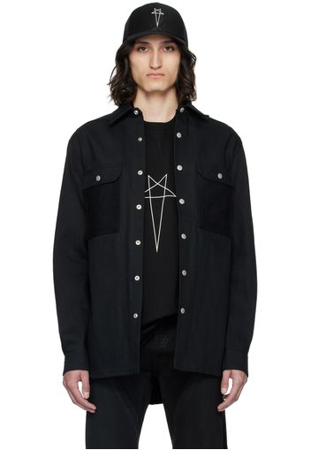 Rick Owens DRKSHDW Black Press-Stud Denim Shirt